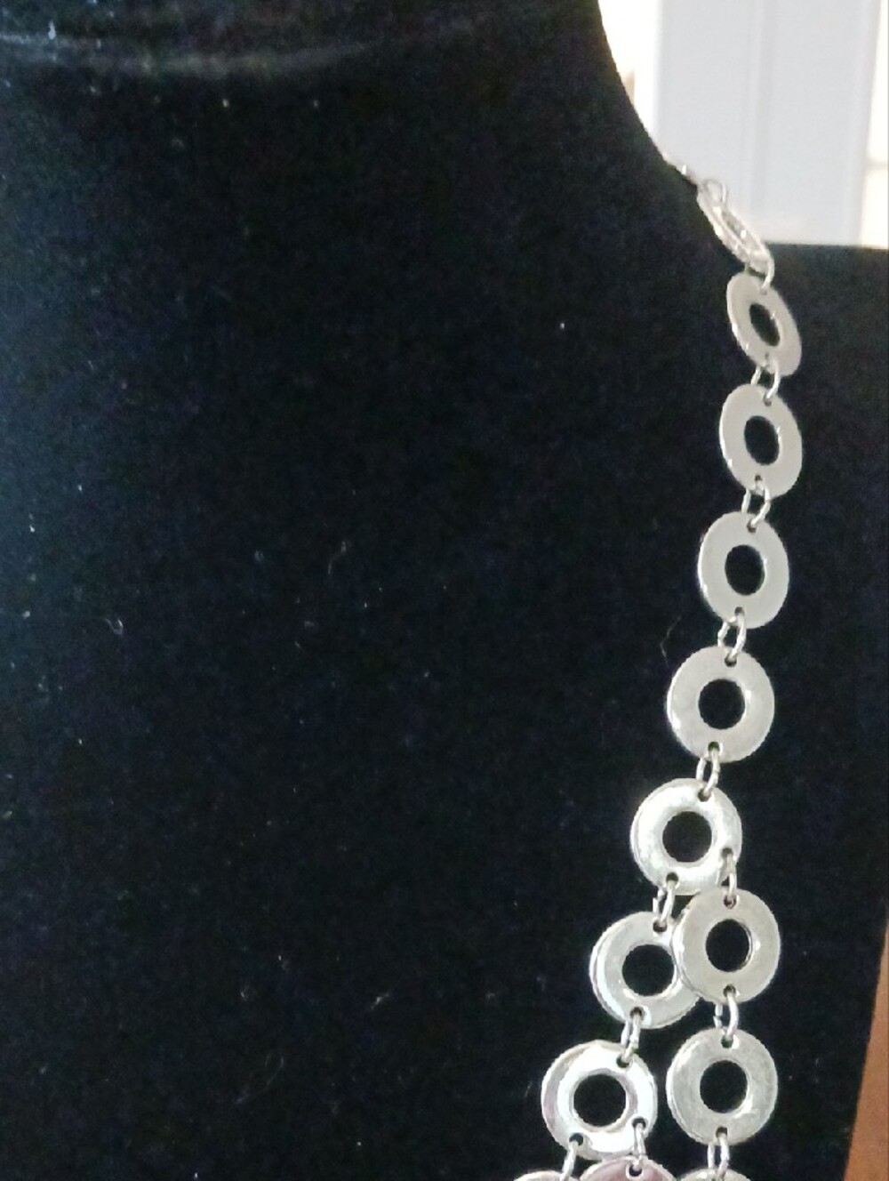 Silver Multi-Ring Statement Necklace - Women Jewelry - Picture 3 of 8